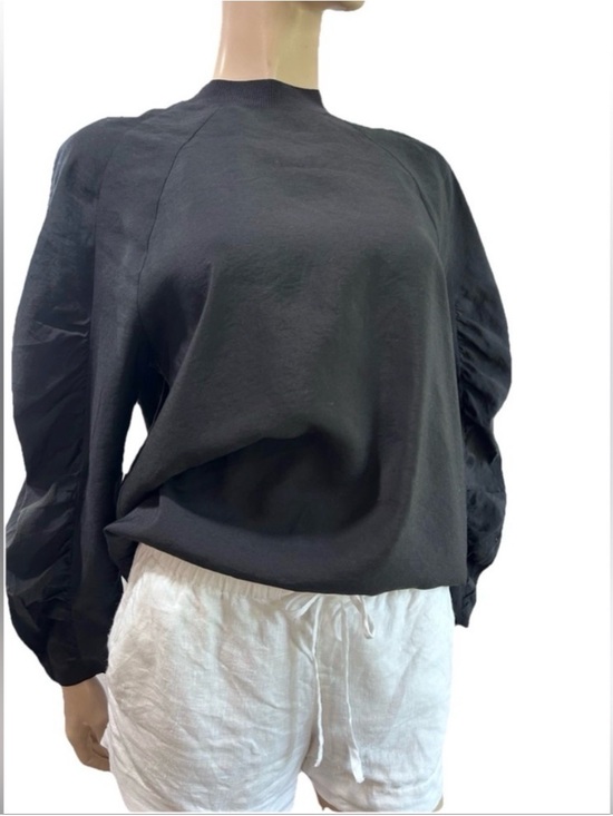 COS Tops - COS Black Crewneck Sweatshirt with Voluminous Raglan Sleeves